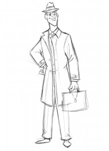 Line drawing of salesman